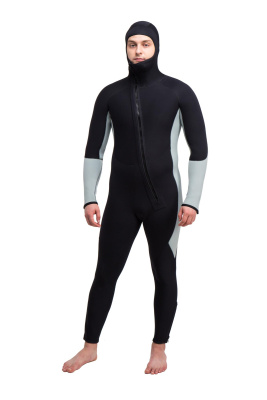 Гидрокостюм Монодайвинг мужской 3мм нейлон/нейлон черно-серый
